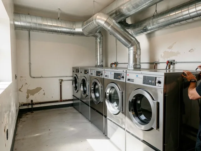South Windsor Dryer Vent Cleaning team performing large-scale commercial dryer vent cleaning in South Windsor