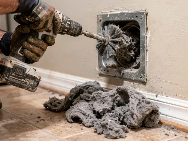 Certified South Windsor Dryer Vent Cleaning technician performing dryer vent cleaning in South Windsor