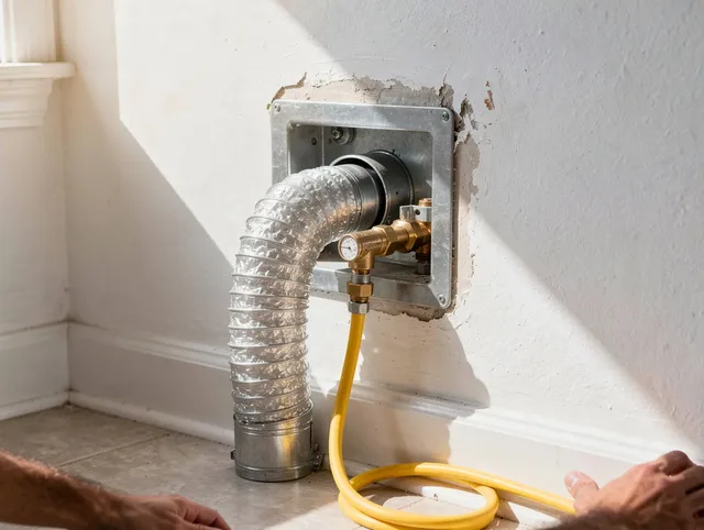 South Windsor Dryer Vent Cleaning certified technician performing specialized gas dryer vent cleaning in South Windsor